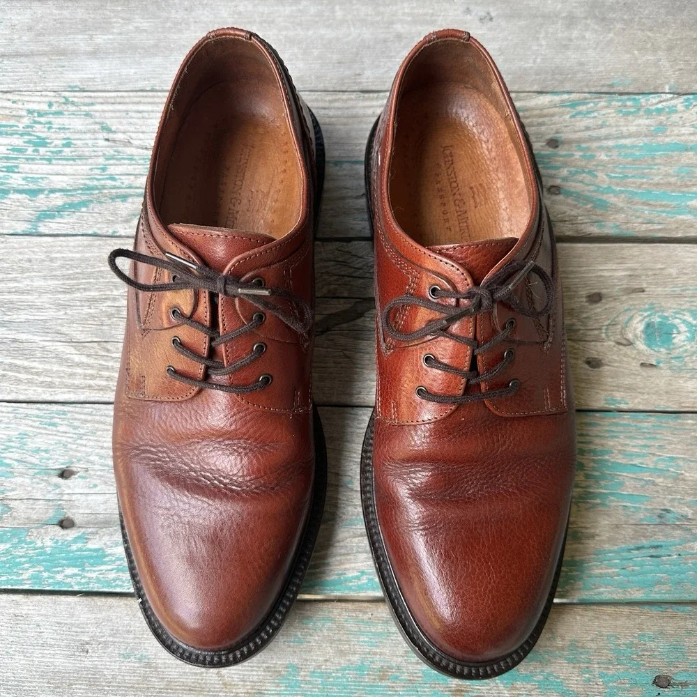 Johnston Murphy Passport Leather Shoes Men's Size 10M Brown Leather Dress Office